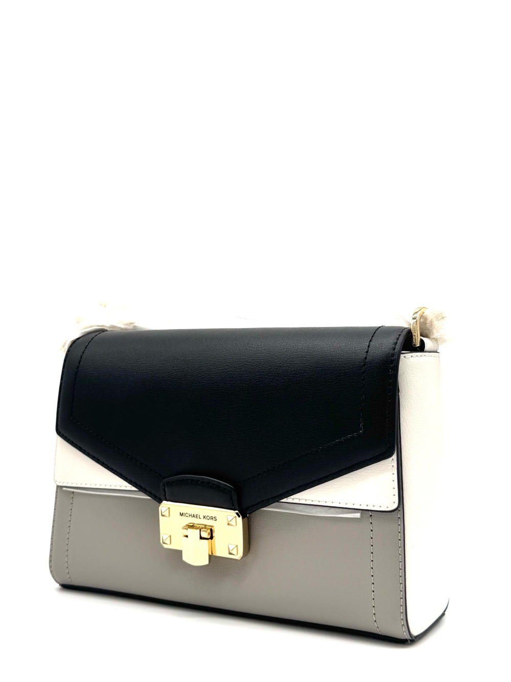 Michael Kors Kinsley Medium Shoulder Flap Crossbody Bag Optic White Multi